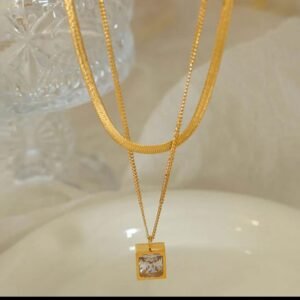 JUALIVA Crystal Luxe Anti-Tarnish Layered Necklace