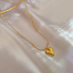 JUALIVA Golden Heart Anti-Tarnish Necklace