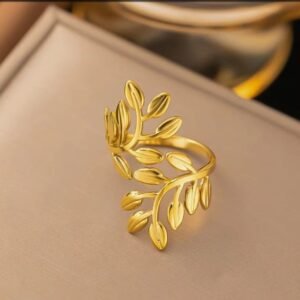 JUALIVA Anti-Tarnish Gold Adjustable Fashion Rings for Women (Chain | Leaf | Snake Design)