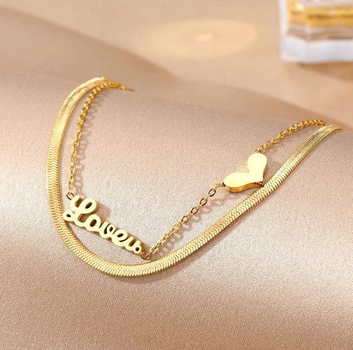 JUALIVA Love & Heart Minimal Gold Bracelet
