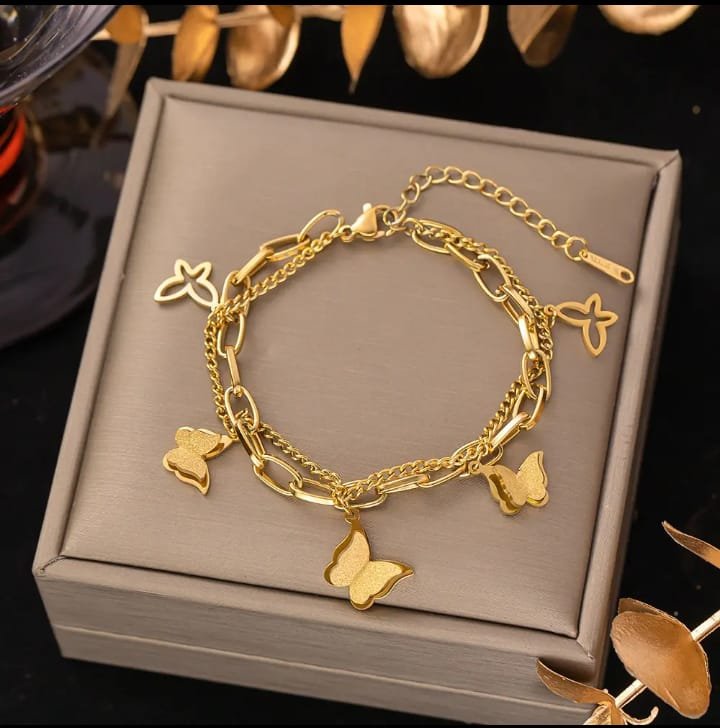 JUALIVA Butterfly Grace Layered Charm Bracelet