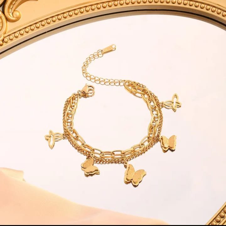 JUALIVA Butterfly Grace Layered Charm Bracelet
