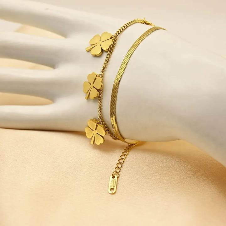 JUALIVA Luxe Layered Gold Chain Bracelet – Adjustable Stainless Steel Everyday Bracelet