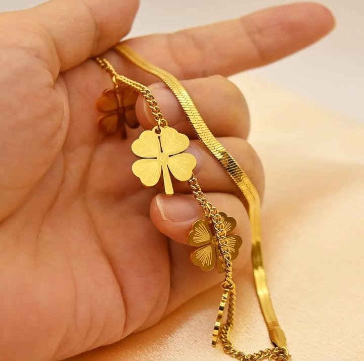 JUALIVA Luxe Layered Gold Chain Bracelet – Adjustable Stainless Steel Everyday Bracelet