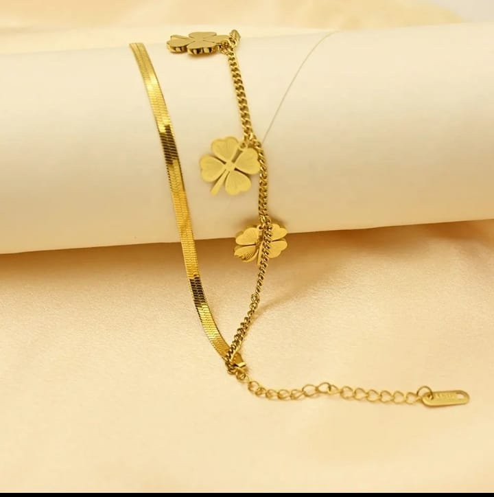 JUALIVA Luxe Layered Gold Chain Bracelet – Adjustable Stainless Steel Everyday Bracelet