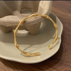 JUALIVA Bamboo Luxe Open Cuff Bracelet