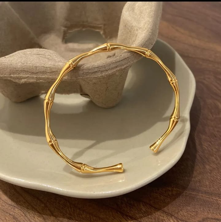 JUALIVA Bamboo Luxe Open Cuff Bracelet