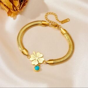 JUALIVA Lucky Clover Evil Eye Charm Bracelet