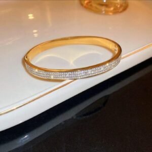 JUALIVA Radiant Crystal Gold Bangle
