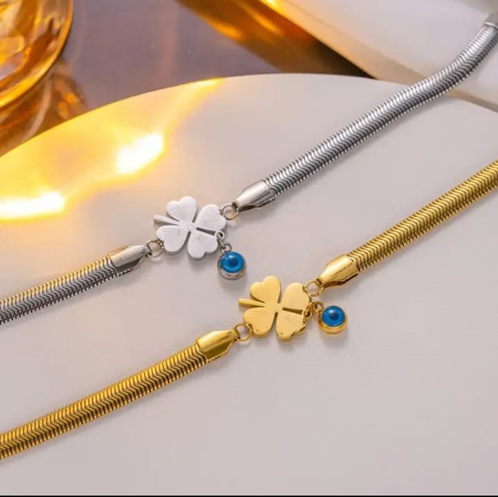 JUALIVA Lucky Clover Evil Eye Charm Bracelet
