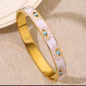 JUALIVA Celestial Evil Eye Enamel Gold Bangle