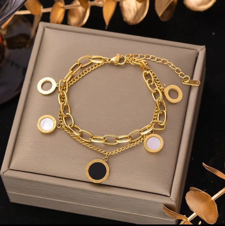 JUALIVA Luxe Layered Disc Charm Bracelet