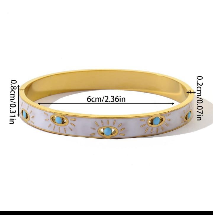 JUALIVA Celestial Evil Eye Enamel Gold Bangle