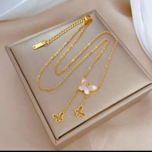 JUALIVA FlutterGrace Butterfly Drop Gold Necklace