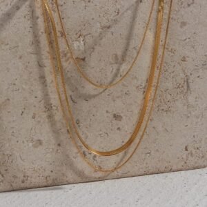 JUALIVA Classic Gold Snake Chain Layered Necklace – Minimal Everyday Luxury Jewellery