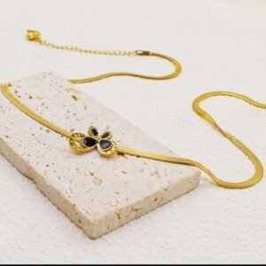 JUALIVA Anti-Tarnish Butterfly Charm Gold Necklace (Minimal Chic Design)