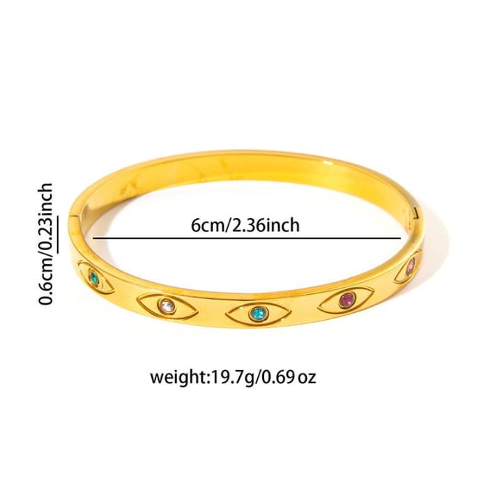 JUALIVA Anti-Tarnish Evil Eye Gold Bangle Bracelet (Luxury Minimal Design)